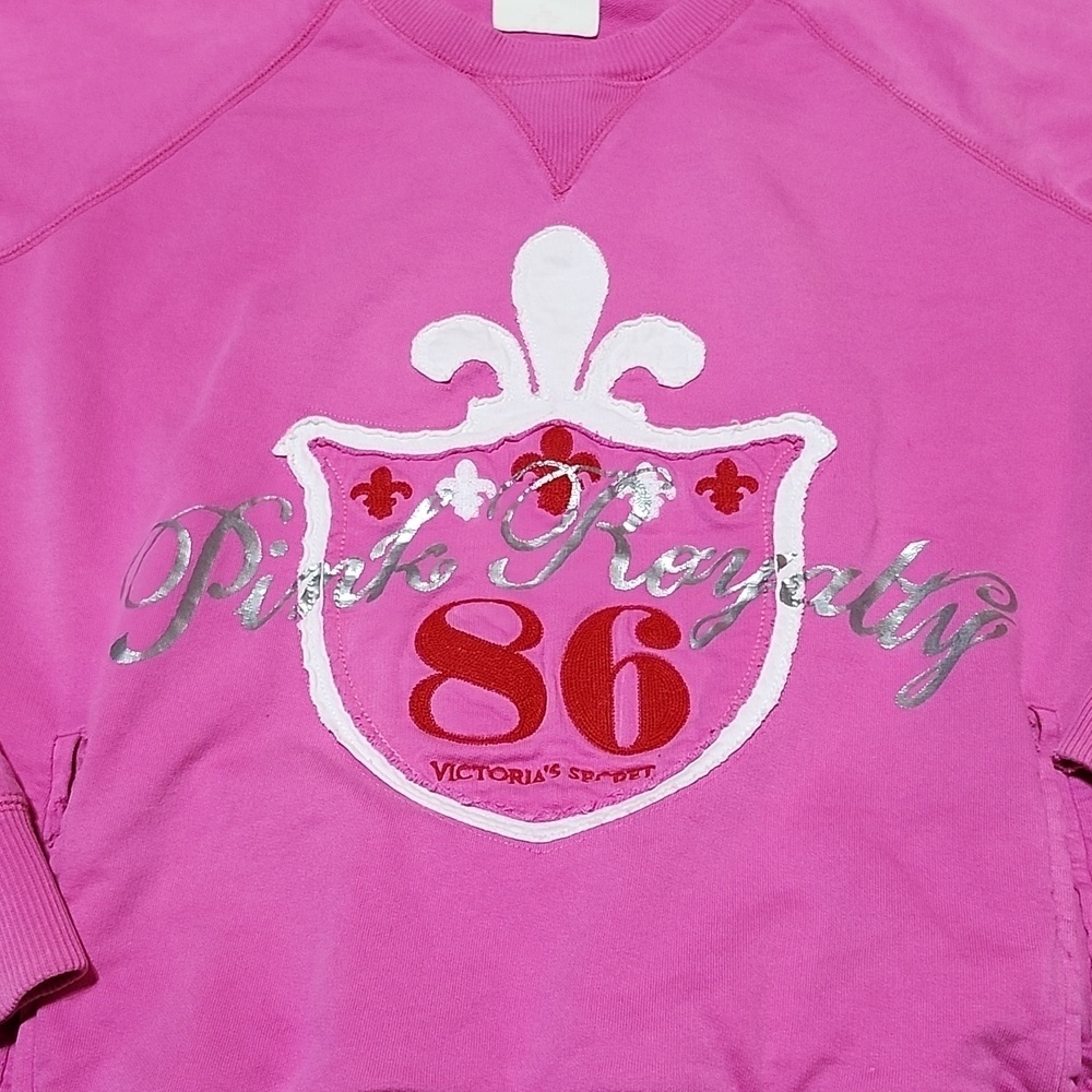 VINTAGE VS PINK 2006 EMBROIDERED FLEUR-DE-LIS SILVER SHINE PINK ROYALTY …